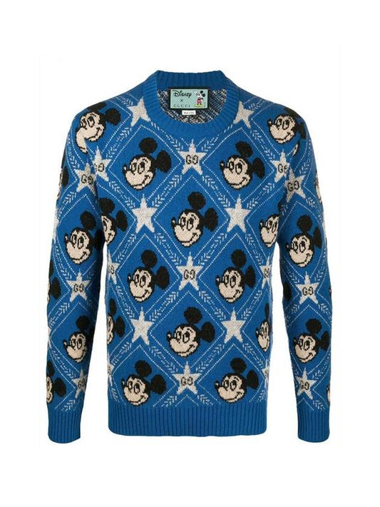 Mickey Mouse jacquard knit top blue - GUCCI - BALAAN.