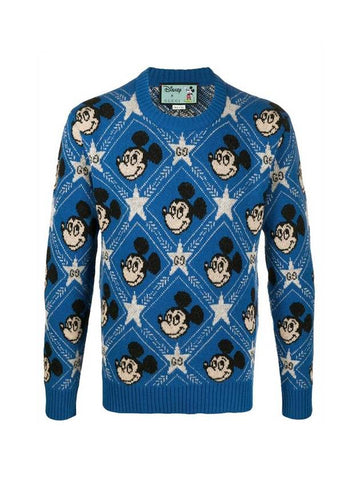 Disney Mickey Wool Knit Top Blue - GUCCI - BALAAN 1