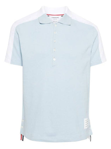 Trompe L' Oeil Logo Patch Polo Shirt Light Blue - THOM BROWNE - BALAAN 1