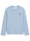 Chain Stitch Heart Logo Long Sleeve T-Shirt Blue - AMI - BALAAN 2