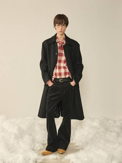 Oversized Out Pocket Felt Mac Coat Black - KINETO - BALAAN 2