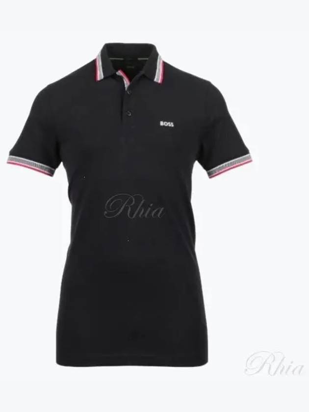 Paddy Cotton Short Sleeve Polo Shirt Black - HUGO BOSS - BALAAN 2