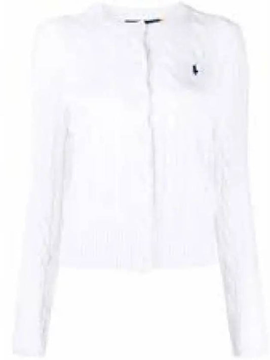 Women's Embroidered Logo Pony Cable Cardigan White - POLO RALPH LAUREN - BALAAN 2