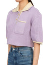 Le Maille Arco Contrasted Cropped Knit Polo Shirt Purple - JACQUEMUS - BALAAN 3