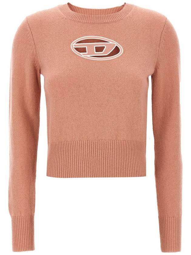 M-Areesa Jumper Embroidered Cut-Out Logo Knit Top Pink - DIESEL - BALAAN 2