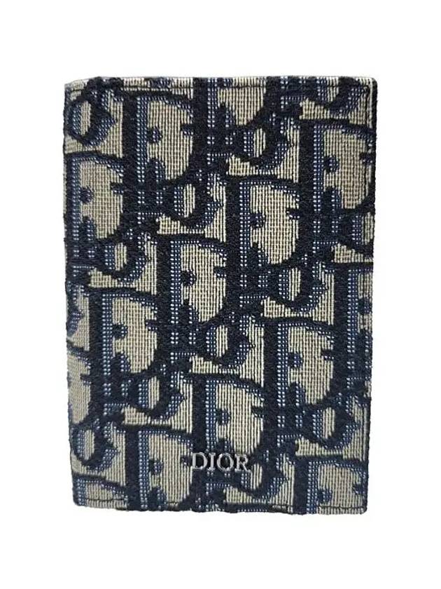 Vertical Half Card Holder Beige And Black  Oblique Jacquard - DIOR - BALAAN 2