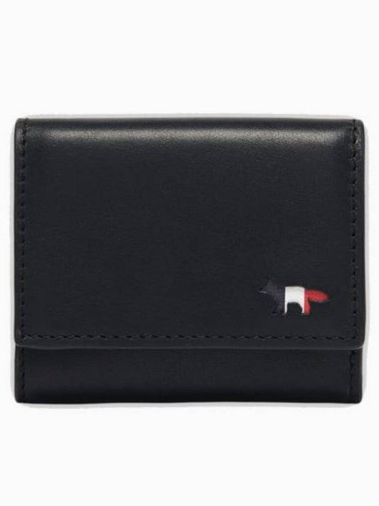 Tricolor Fox Ultra Compact Half Wallet Black - MAISON KITSUNE - BALAAN.