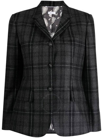 Thom Browne Ladies Charcoal Checked Single-Breasted Blazer, Brand Size 40 (US Size 8) - THOM BROWNE - BALAAN 1