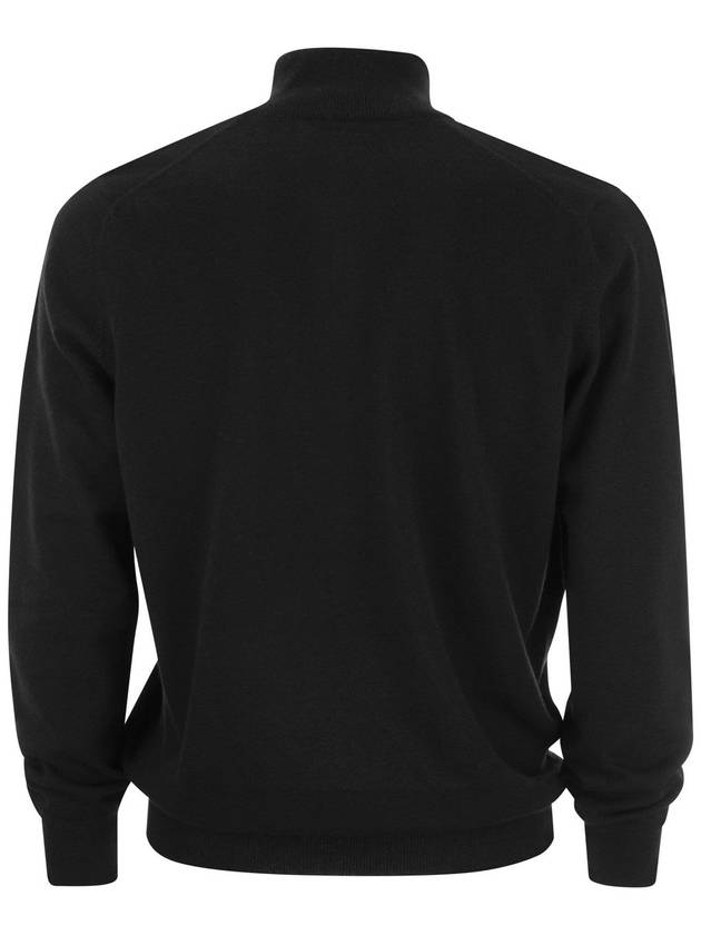 Half Zip Cashmere Knit Top Black - BRUNELLO CUCINELLI - BALAAN 3