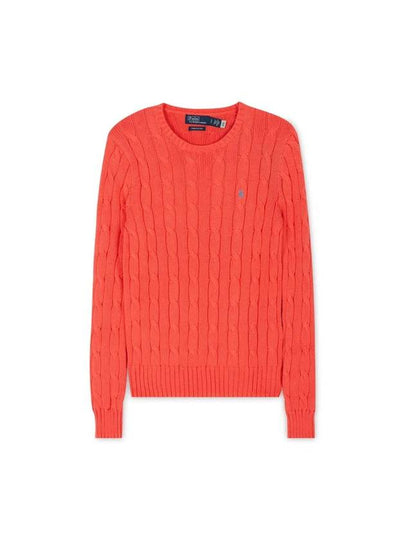 Embroidered Logo Pony Cable Knit Top Red - POLO RALPH LAUREN - BALAAN 2