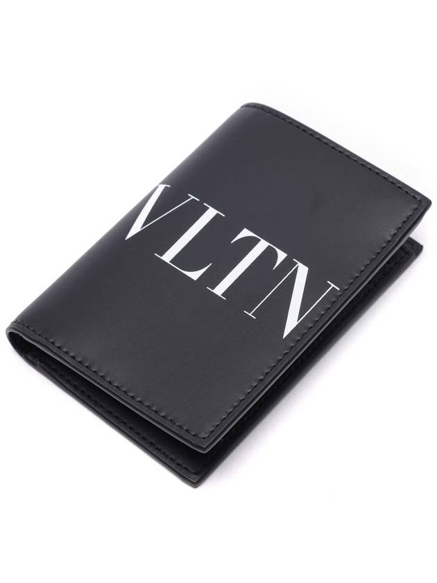 VLTN Print Flap Leather Half Wallet Black - VALENTINO - BALAAN 6