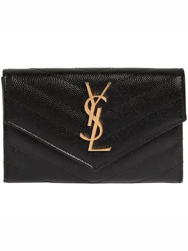 Monogram Envelope Small Half Wallet Black Gold - SAINT LAURENT - BALAAN 2