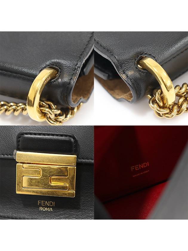 8BT312 Black Calfskin Gold Chain Kan U Can Small Shoulder Bag - FENDI - BALAAN 7