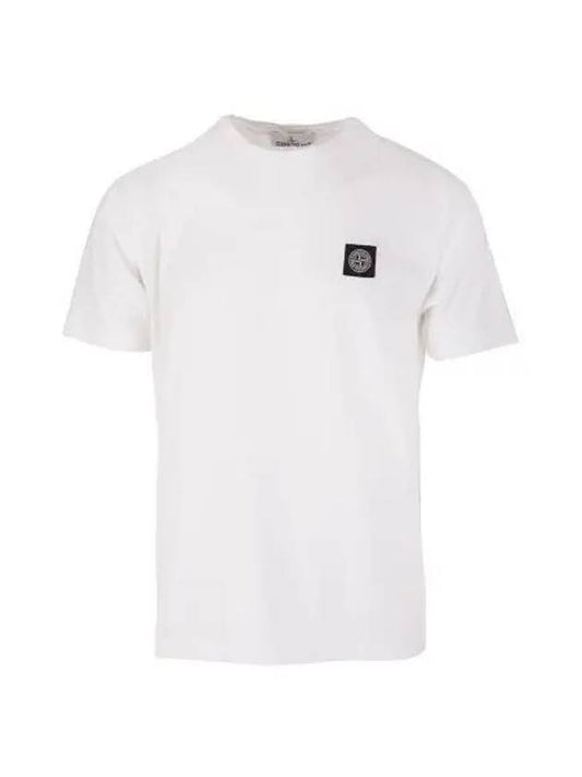 Logo Patch Cotton Short Sleeve T-Shirt White - STONE ISLAND - BALAAN 2