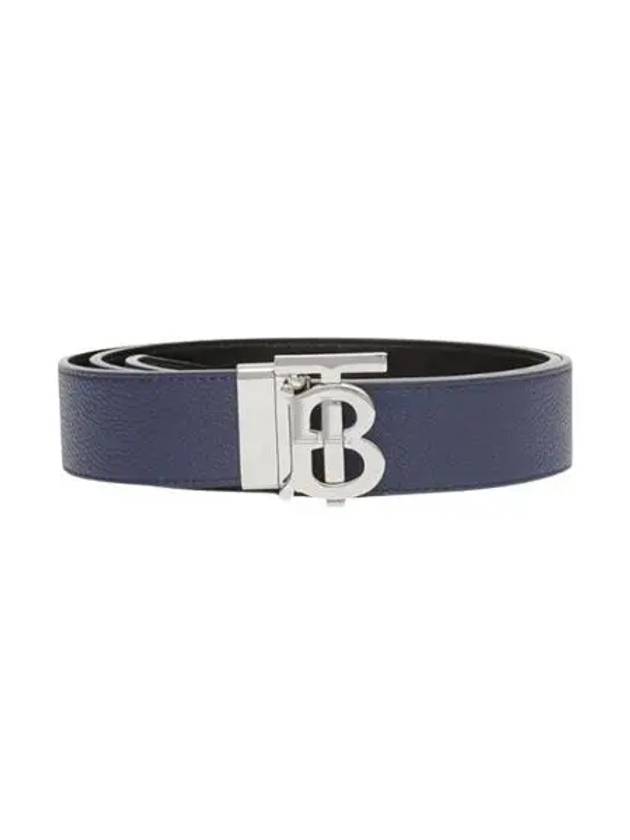 Reversible Monogram Leather Belt Navy - BURBERRY - BALAAN 2