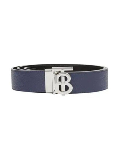 Reversible Monogram Leather Belt Navy - BURBERRY - BALAAN 2