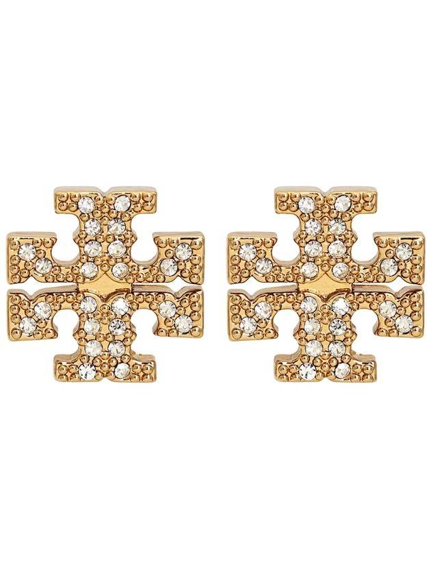 Crystal Logo Stud Earrings Gold - TORY BURCH - BALAAN 3