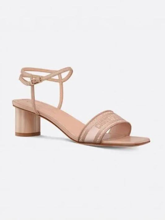 Dway Embroidery Satin Lambskin Sandals Heels Nude - DIOR - BALAAN 2