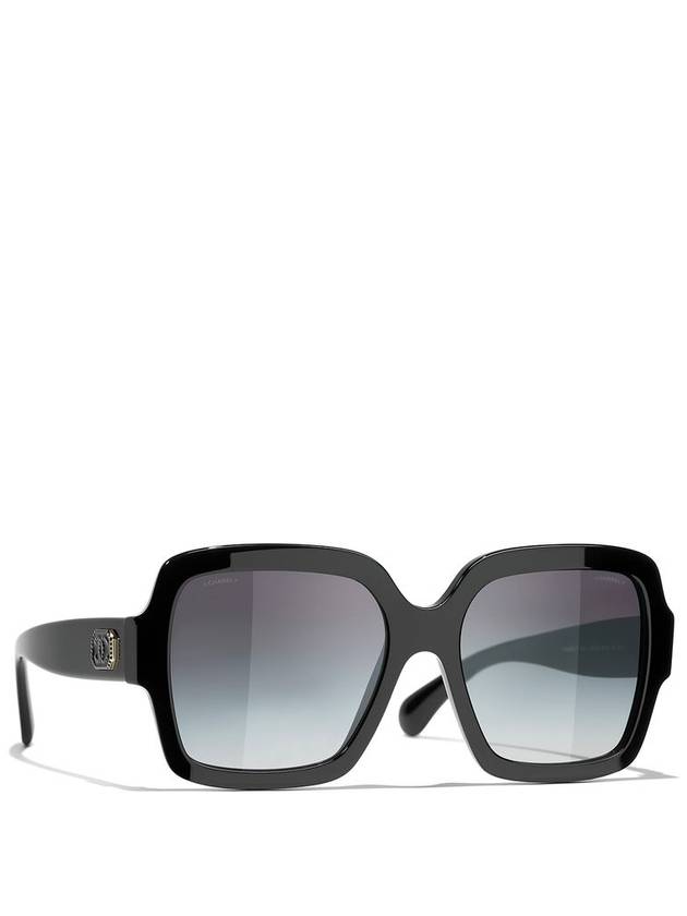 Eyewear Logo Square Horned Rim Sunglasses Black - CHANEL - BALAAN 3