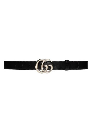 GG Marmont Thin Leather Belt Black - GUCCI - BALAAN 1