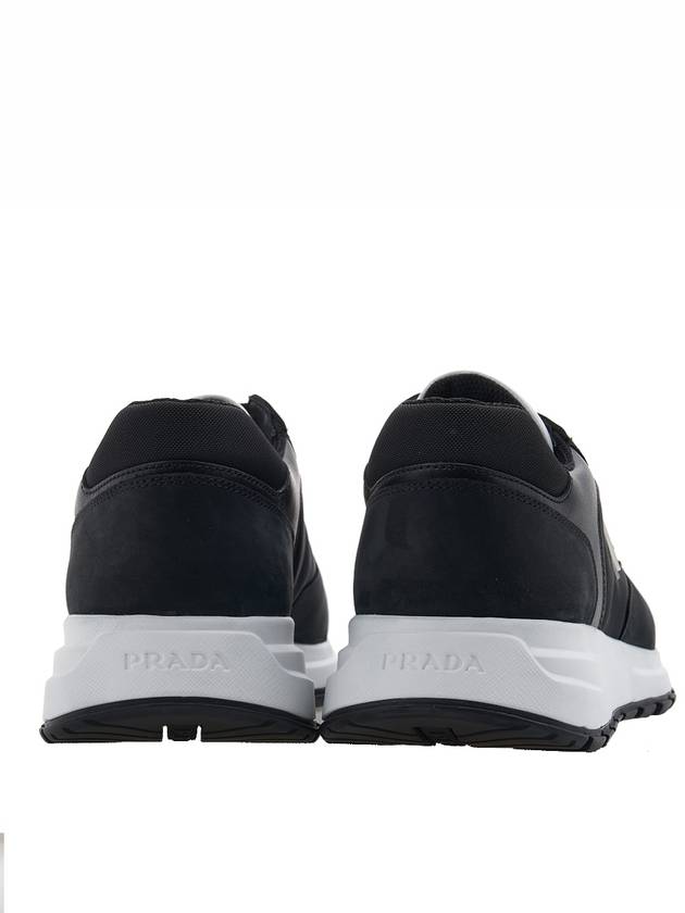 Nubuck Nylon Low Top Sneakers Black - PRADA - BALAAN 5