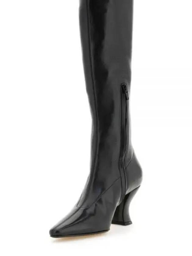 Almond Nappa Leather Heel Long Boots Black - BOTTEGA VENETA - BALAAN 2