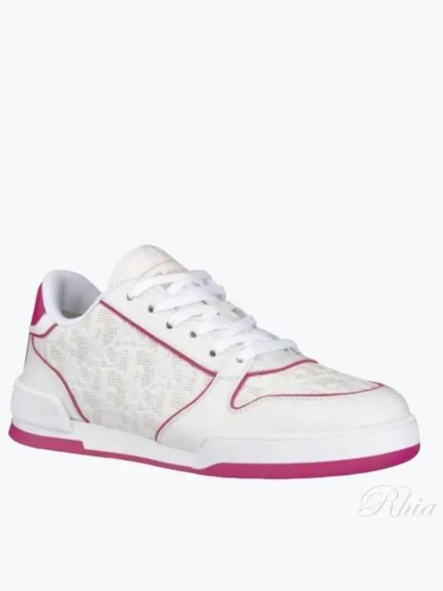 One Oblique Perforated Calfskin Low Top Sneakers White Fuchsia - DIOR - BALAAN 2