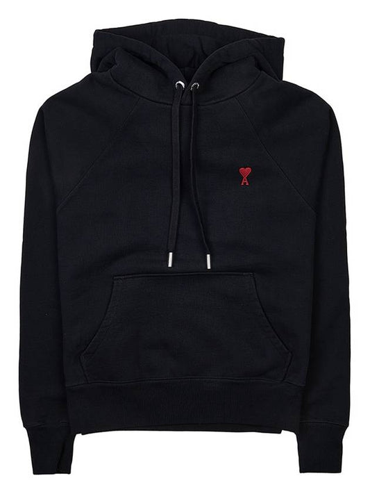 Heart Logo Cotton Hoodie Black - AMI - BALAAN 2