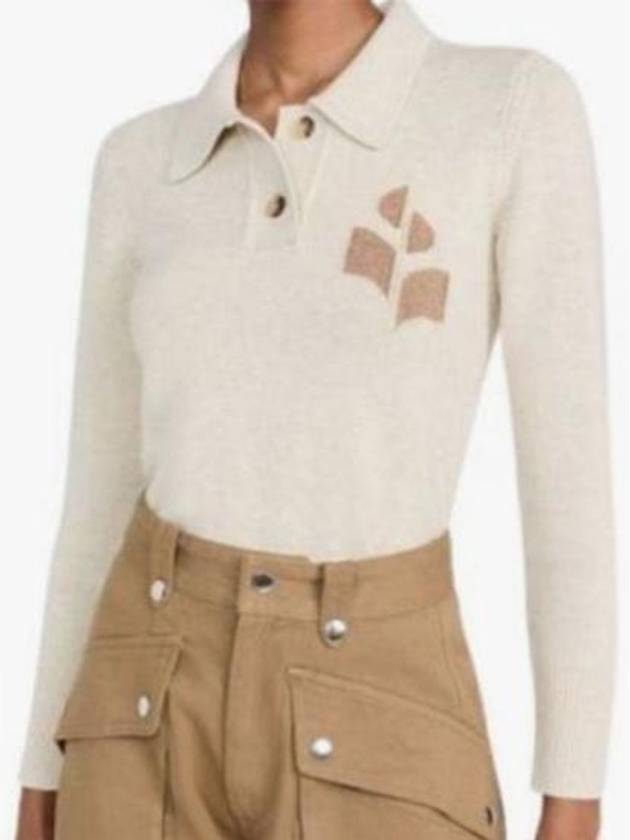 Nola Long Sleeve Polo Knit Top Ivory - ISABEL MARANT - BALAAN 3