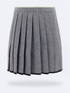 Women's Milanese Stitch Merino Tipping Mini Pleated Skirt Gray - THOM BROWNE - BALAAN.