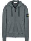 Men Wappen Cotton Fleece Hooded  Zip Up Dark Grey - STONE ISLAND - BALAAN 2