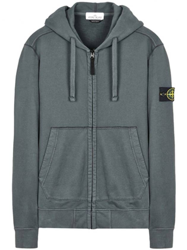 Men Wappen Cotton Fleece Hooded  Zip Up Dark Grey - STONE ISLAND - BALAAN 2