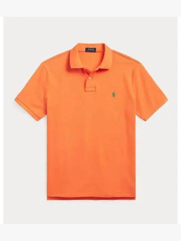 Embroidered Green Pony Slim Fit Polo Shirt Orange - POLO RALPH LAUREN - BALAAN 2