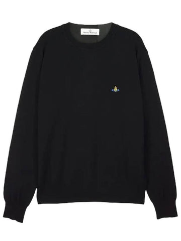 Logo Crew Neck Wool Knit Top Black - VIVIENNE WESTWOOD - BALAAN 1