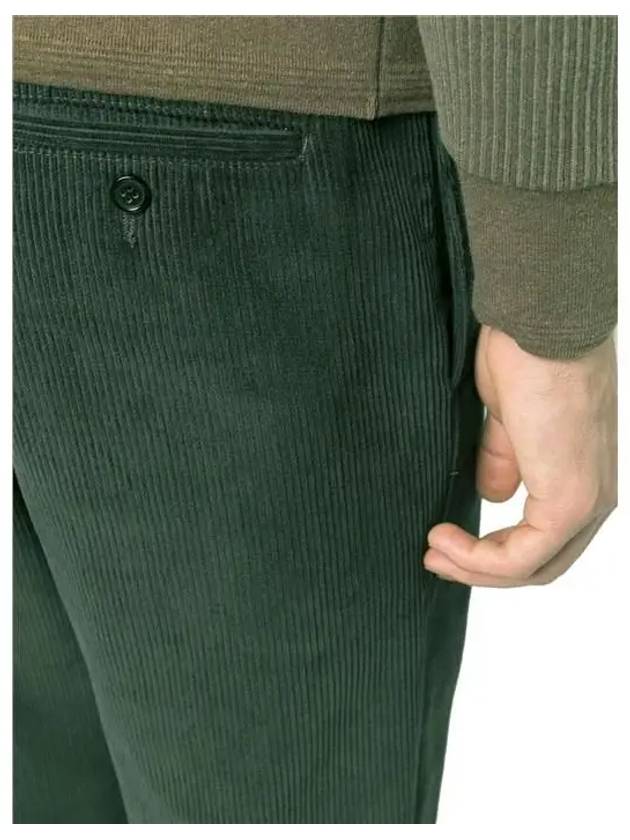 Men's Corduroy Straight Pants Dark Green - THOM BROWNE - BALAAN 5