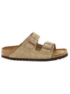 Arizona Suede Leather Slippers Taupe - BIRKENSTOCK - BALAAN 1