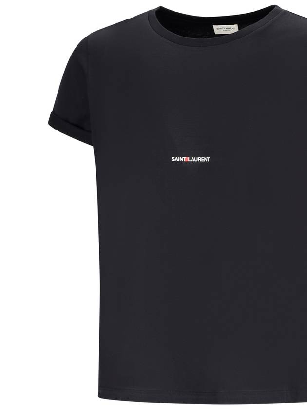 Men's Small Logo Short Sleeve T-Shirt Black - SAINT LAURENT - BALAAN 4