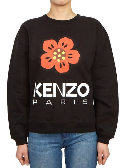 Boke Flower Logo Cotton Sweatshirt Black - KENZO - BALAAN 2