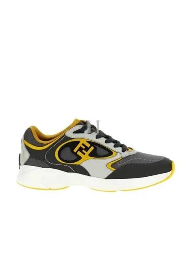 Forward Mesh Leather Low Top Sneakers Yellow Grey - FENDI - BALAAN 2