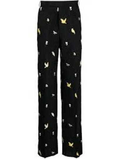 Birds And Bees Embroidered Straight Pants Black - THOM BROWNE - BALAAN 2