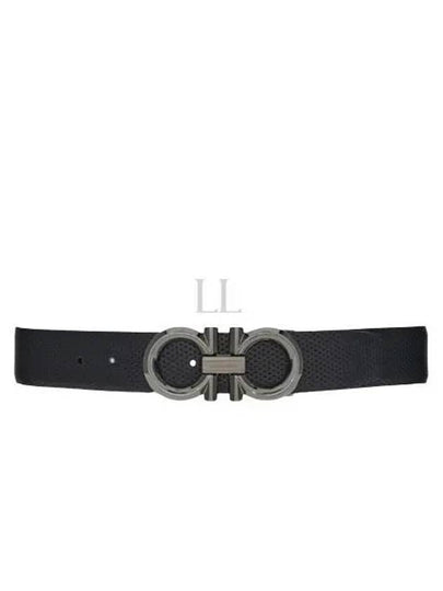 Gancini Buckle Reversible Leather Belt Navy Black - SALVATORE FERRAGAMO - BALAAN 2