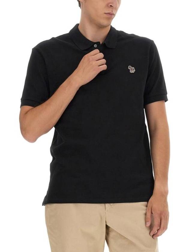 Regular Fit Zebra Logo Short Sleeve Polo Shirt Black - PAUL SMITH - BALAAN 3