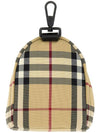 Jett Check Mini Canvas Backpack Charm Key Holder Beige - BURBERRY - BALAAN 3