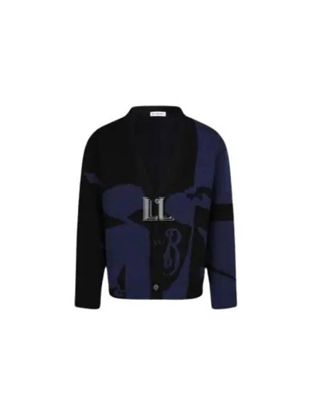 EKD Logo Wool Cardigan Navy Black - BURBERRY - BALAAN 2