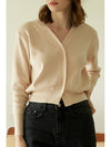 Bessie V-Neck Slim Fit Knit Cardigan Cream - LAMARO - BALAAN 2