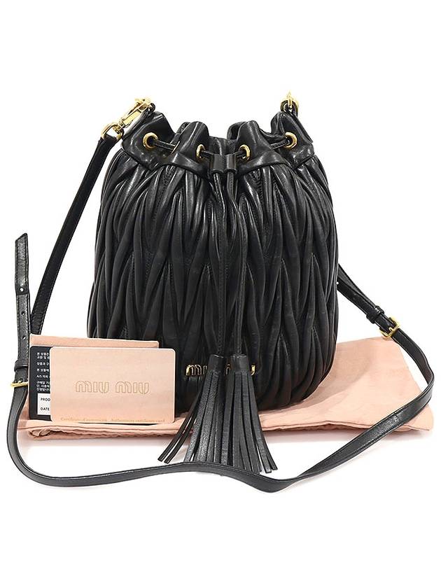 5BE014 Black Nappa Materasse Gold Lettering Bucket Shoulder Bag - MIU MIU - BALAAN 2