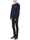 Fox Head Patch Regular Round Neck Pullover Knit Top Navy - MAISON KITSUNE - BALAAN 5