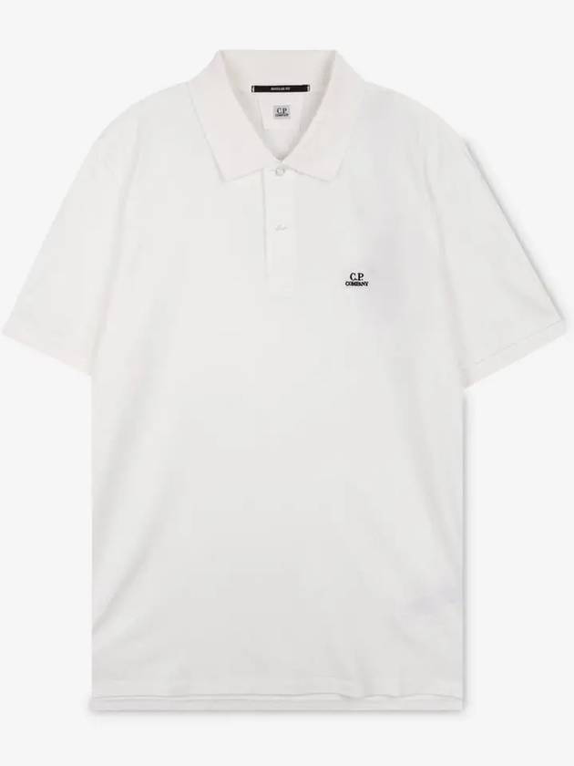 Men's Embroidered Logo Stretch Short Sleeve Polo Shirt White - CP COMPANY - BALAAN 3