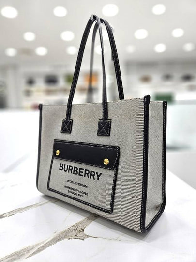 Small Freya two tone canvas leather tote bag 8044137 - BURBERRY - BALAAN 2