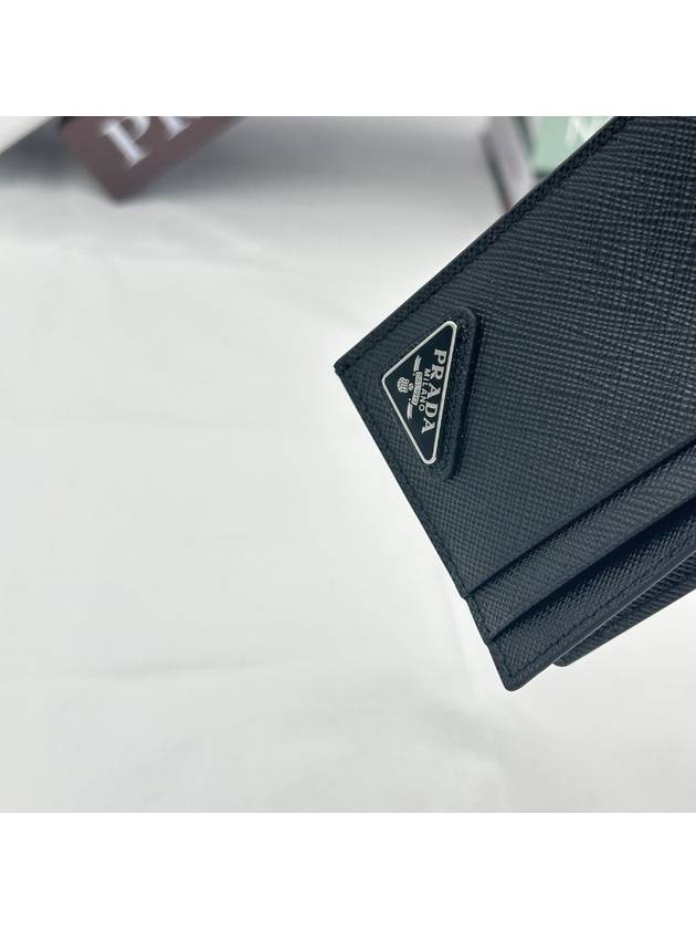 Saffiano Triangular Logo Card Wallet Black - PRADA - BALAAN 5